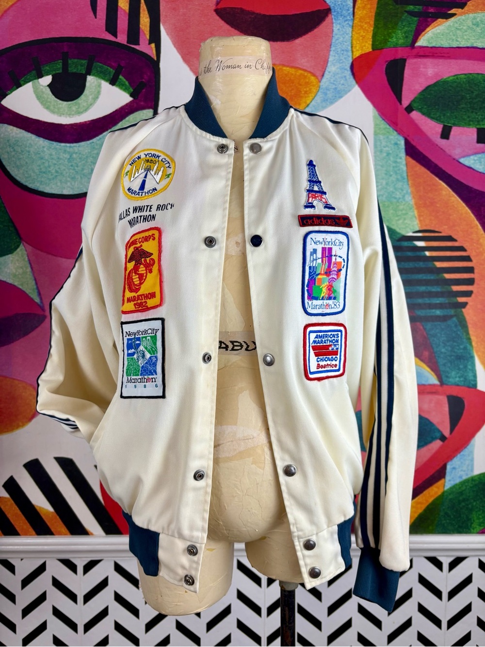 VTG 1980s ADIDAS Racing Marathon Patchwork Classic Track Jacket